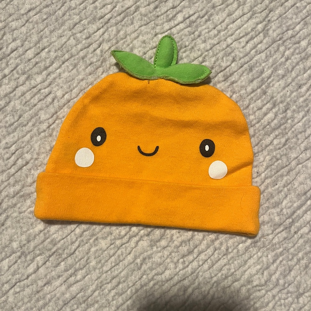 Parent's Choice Orange Baby Swaddle Blanket and Hat